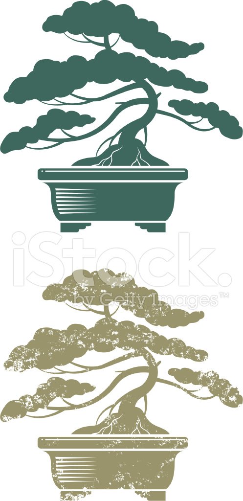 497x1024 Bonsai Silhouette Premium Clipart