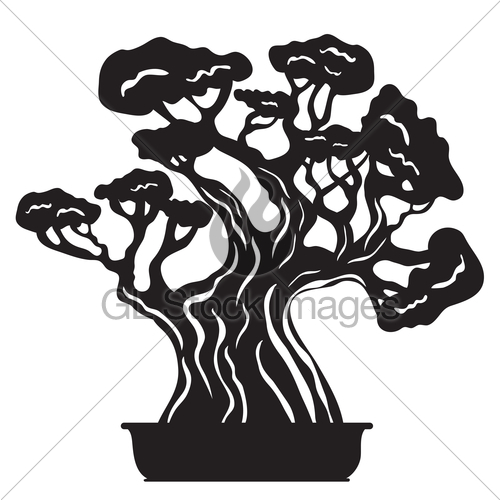 500x500 Bonsai Tree Silhouette Gl Stock Images