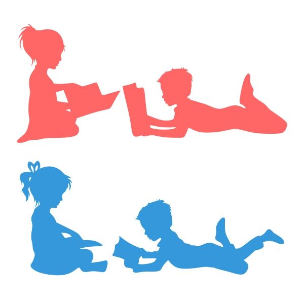 600x600 Kids Reading Book Cuttable Design Cut File. Vector, Clipart