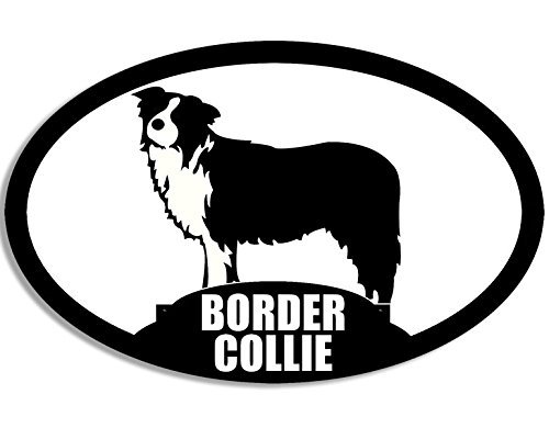500x390 Oval Border Collie Silhouette Sticker (Dog Breed Decal)