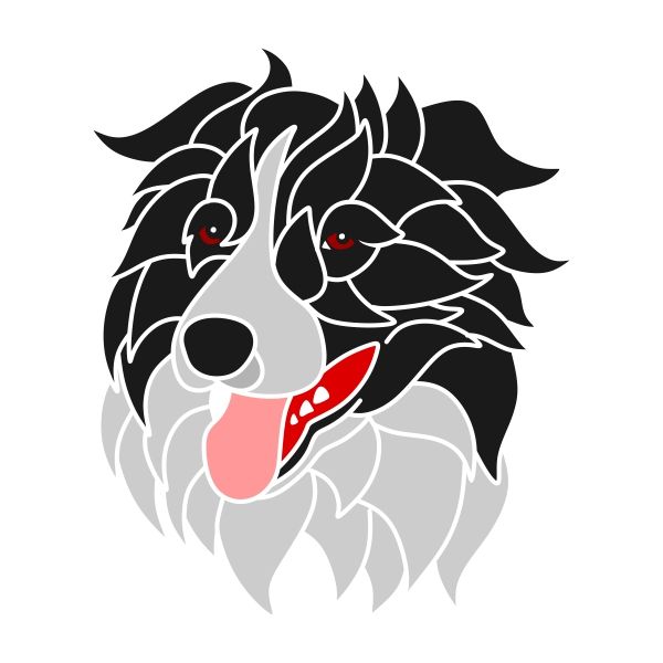 600x600 Border Collie Cuttable Design Cut File. Vector, Clipart, Digital