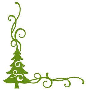 300x300 Christmas Tree Flourish Corner Border Silhouette Design