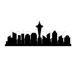 320x280 Seattle City Skyline Silhouette Background, Vector Illustration