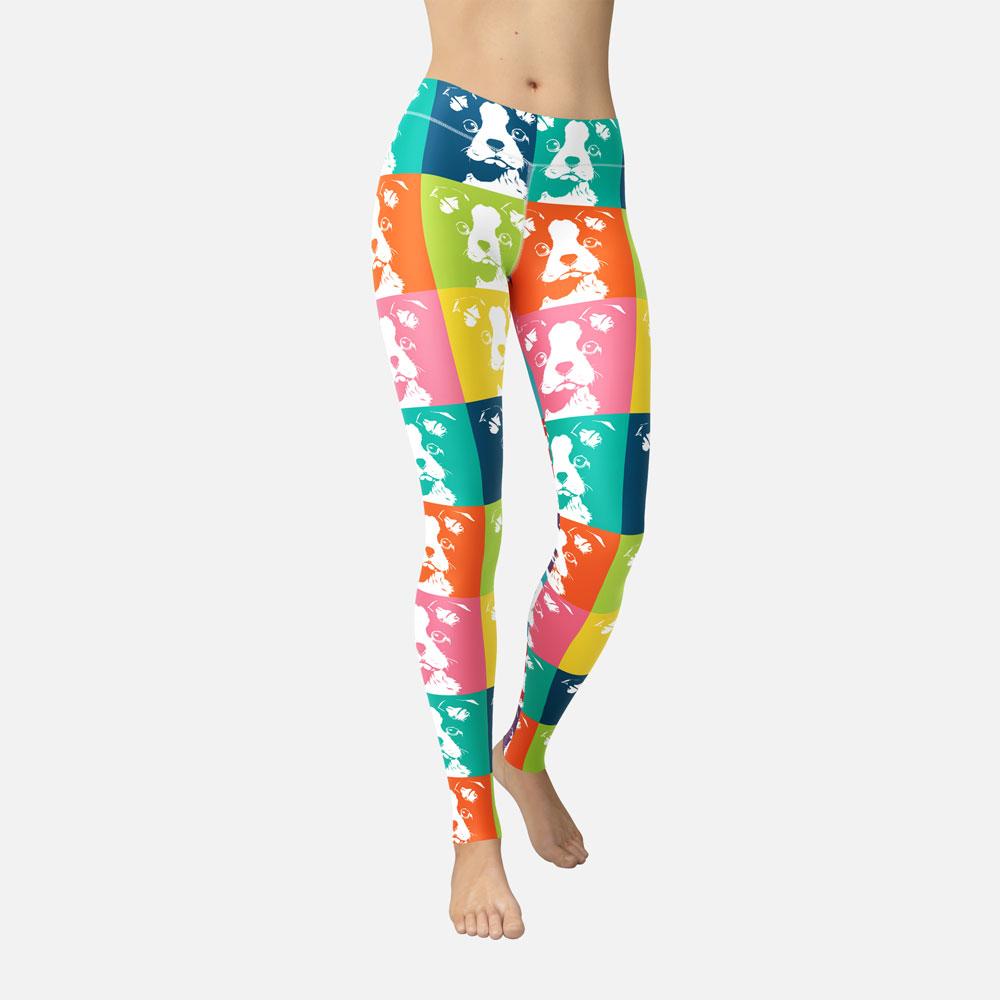 1000x1000 Silhouette Boston Terrier Dog Leggings