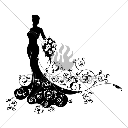 500x500 Bride Bouquet Wedding Silhouette Concept Gl Stock Images