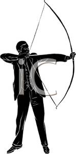 149x300 Silhouette Of A Businessman Shooting A Bow And Arrow