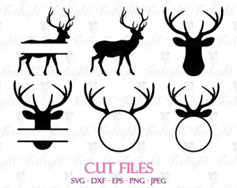 340x270 Deer Monogram Svg Antler Clipart Vector Deer Head Skull Silhouette