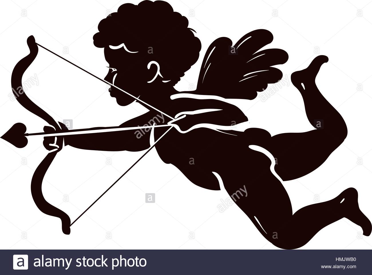 1300x961 Silhouette Angel, Cupid Or Cherub With Bow And Arrow. Vector Stock