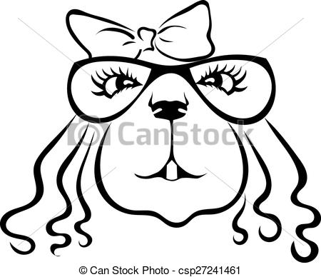 450x388 Silhouette Of The Rat With A Bow And Glasses Isolated On Clip