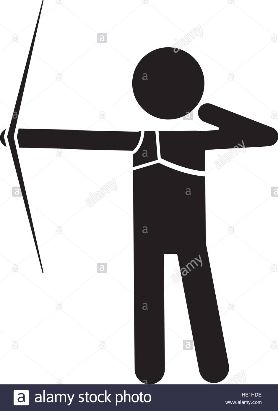941x1390 Silhouette Archery Player Aiming Bow Game Stock Vector Art