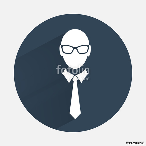 500x500 Businessman Icon. Office Worker Symbol. Face Cartoon, Tie