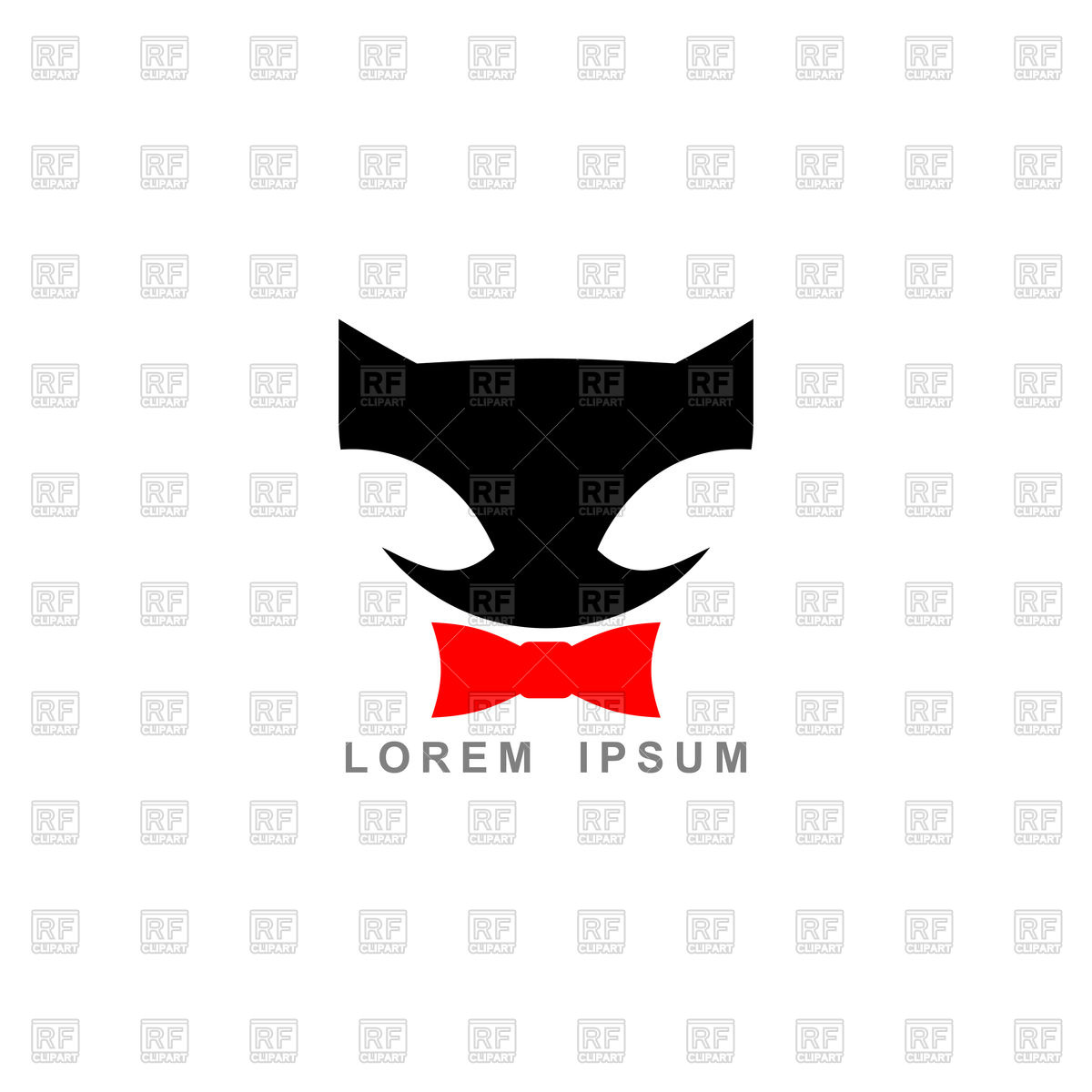 1200x1200 Silhouette Of Black Cat And Red Bow Tie Royalty Free Vector Clip