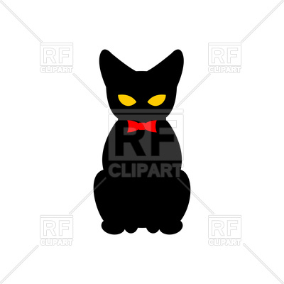 400x400 Black Cat With Red Bow Tie Royalty Free Vector Clip Art Image