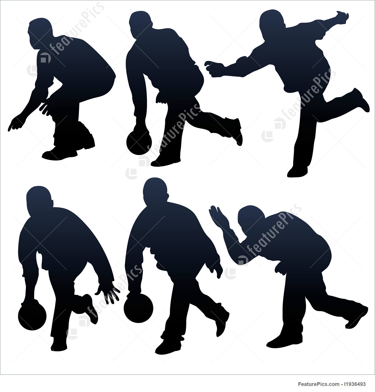1300x1360 Illustration Of Bowling People Silhouettes