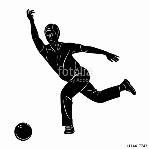 500x500 Silhouette Player Bowling. Vector Drawing Stock Image And Royalty