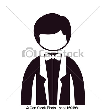 450x470 Silhouette Half Body Man Suit With Bowtie Vector Vector
