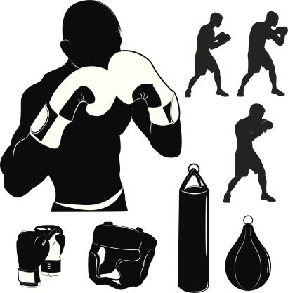 410x417 Boxing Silhouette Vector Stock Vector Illustration Box