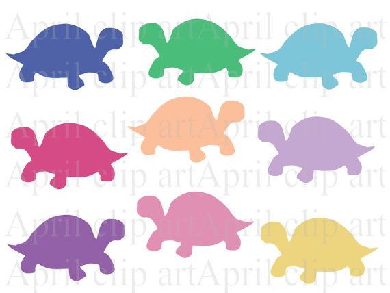 570x428 Box Turtle Silhouette Clip Art Set, Digital Clipart, Scrapbooking