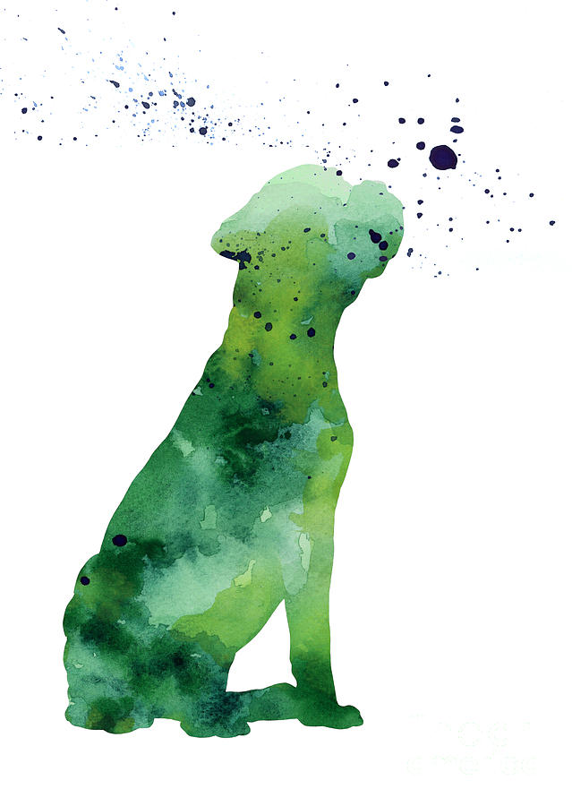639x900 Boxer Dog Silhouette Large Poster Painting By Joanna Szmerdt