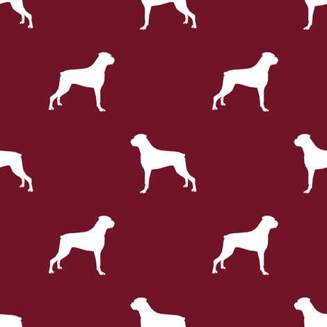 470x470 Boxer Dog Silhouette Fabric Pattern Ruby Fabric