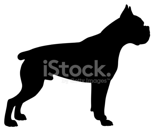 518x440 Boxer Hond Silhouet Stock Vector