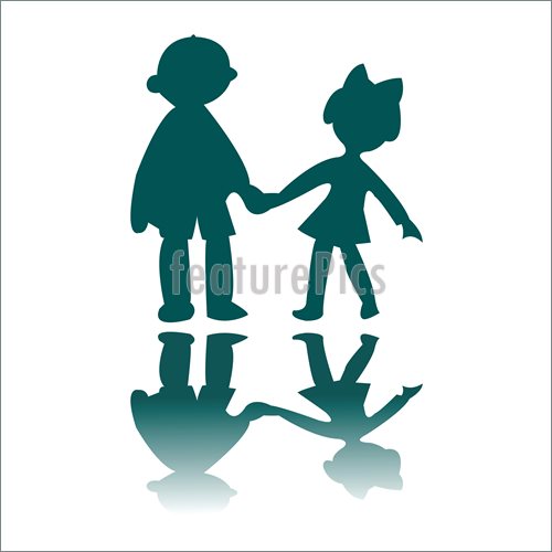 500x500 Boy And Girl Blue Silhouettes Stock Illustration I2489987