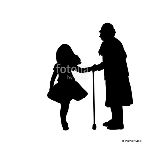 500x500 Silhouette Girl Cares Helps Grandmother Stock Image And Royalty