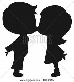 236x261 Card With Cartoon Silhouettes Of A Boy And A Girl Kissing