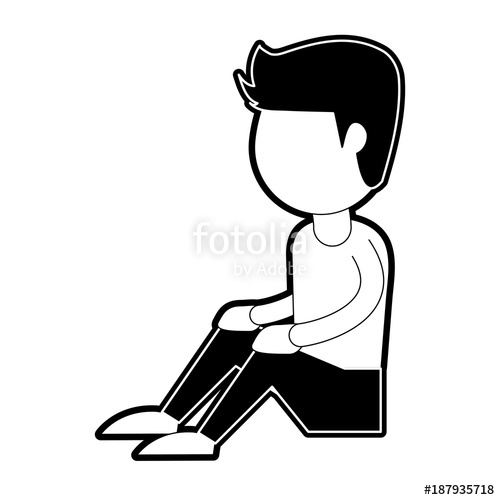 500x500 Man Seated Cartoon Icon Vector Illustration Graphic Design Stock