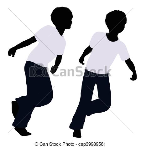 450x470 Eps 10 Vector Illustration Of Boy Silhouette In Pulling Pose Clip
