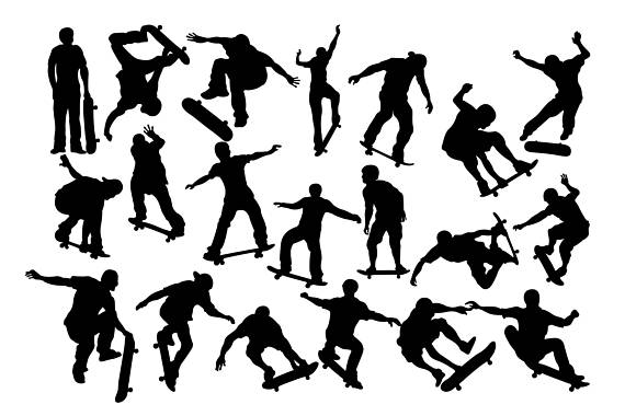 570x380 Skateboarding Clip Art, Skateboard Silhouette , Skater Clipart