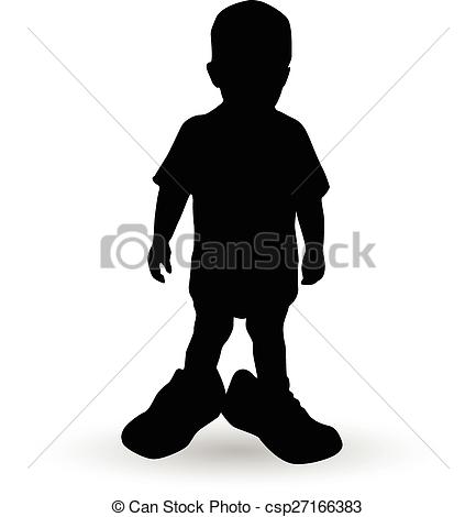 433x470 Boy In A Fathers Shoes Vector Illustration Silhouette Vector