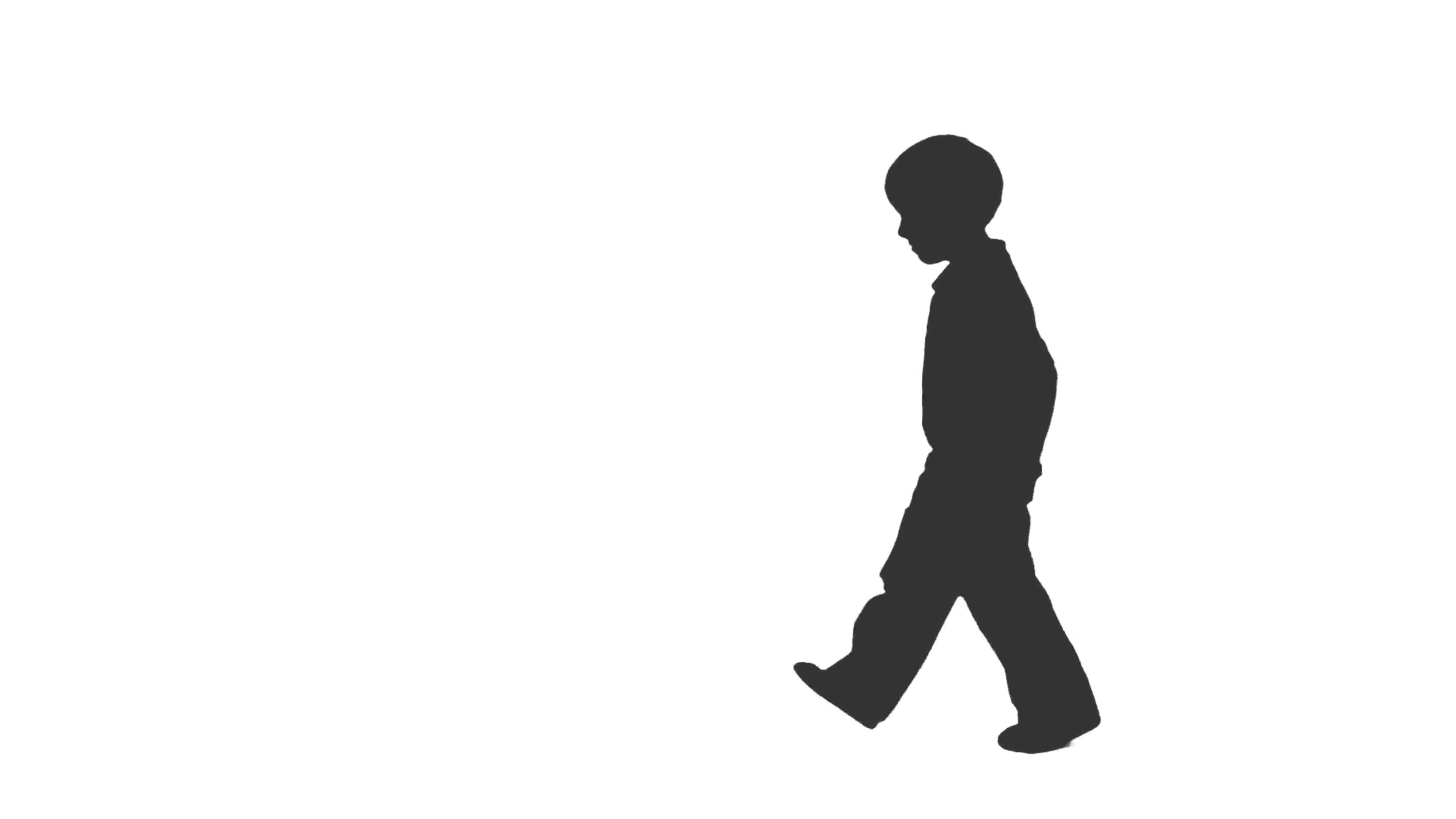 1920x1080 Silhouette Of A Little Boy Walks Forward And Backward. Side View