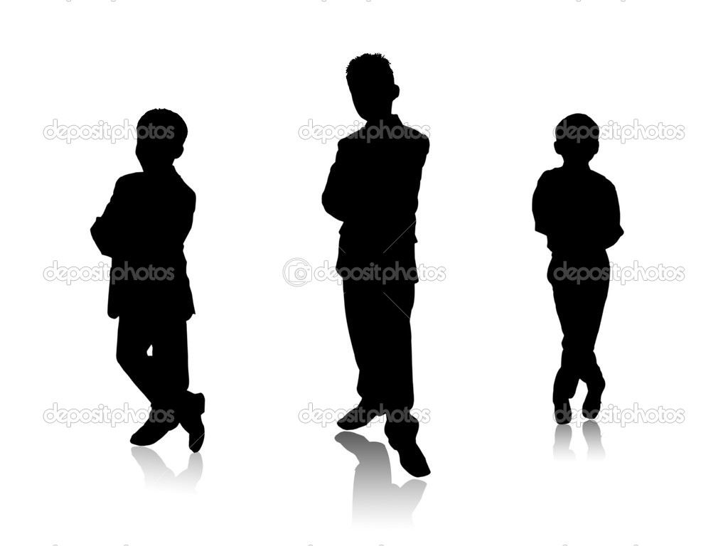 1024x768 Silhouette Of Kids Silhouettes Of The Boys Stock Photo