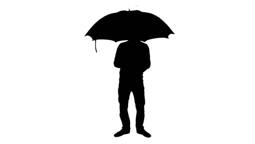 852x480 Umbrella Silhouette Standing Man