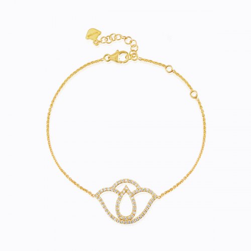 500x500 Thamarai Lotus Silhouette Fine Chain Bracelet In 18k Yellow Gold