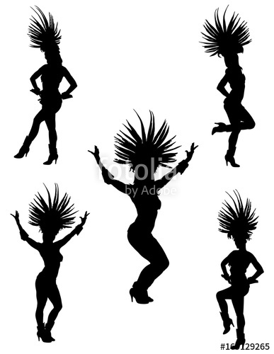 387x500 Brazil Carnival Dancers Vector Silhouette Illustration Isolated