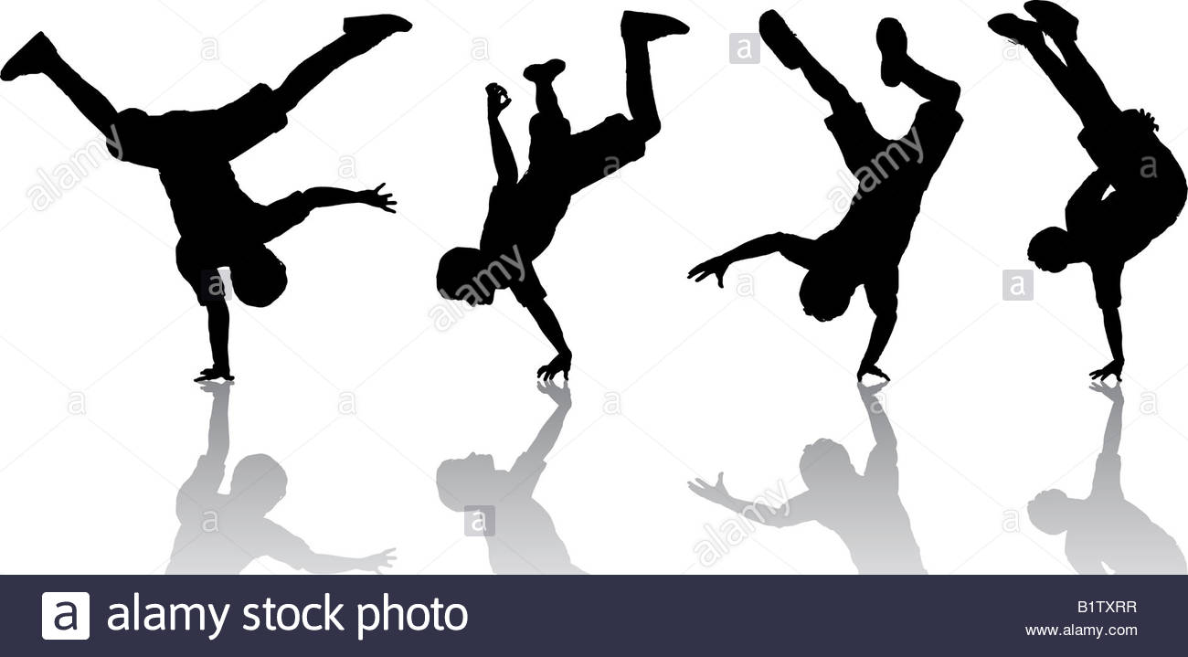 1300x719 Silhouettes Of Breakdancers Stock Photo, Royalty Free Image