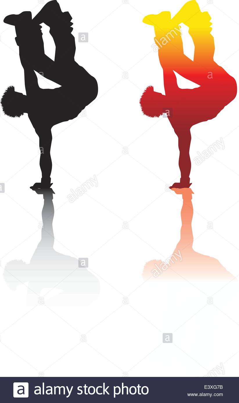 823x1390 Breakdancer Dancing On Single Hand Stand Silhouette Stock Vector