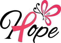 236x167 Breast Cancer Awareness Decal. Hope With Pink Ribbon And Heart