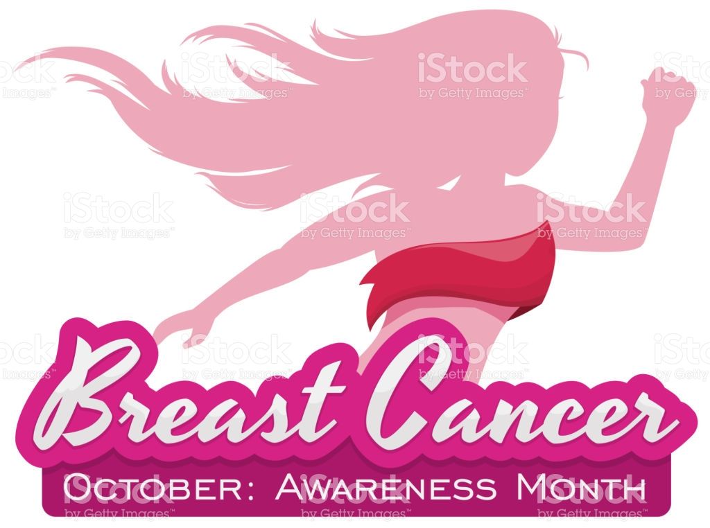 1024x762 Poster With Beautiful Woman Silhouette Covered With Pink Ribbon