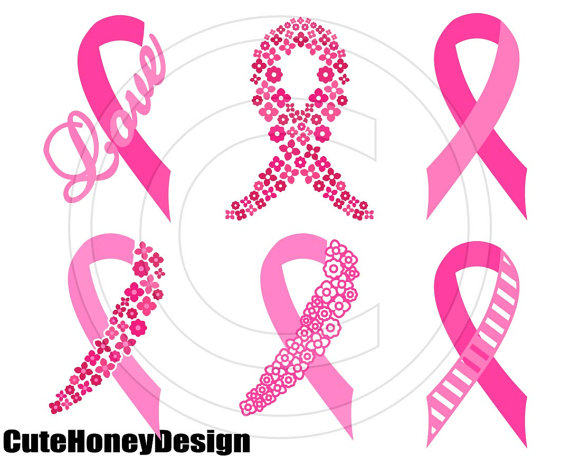 570x456 Breast Cancer Awareness Ribbon Digital Cutting File Silhouette