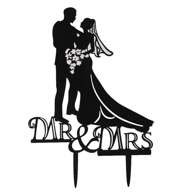 640x640 Acrylic Romantic Wedding Cake Toppers Bride And Groom Silhouette