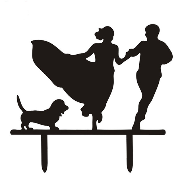 640x640 Wedding Cake Flags Running Bride Groom Acrylic Cake Toppers