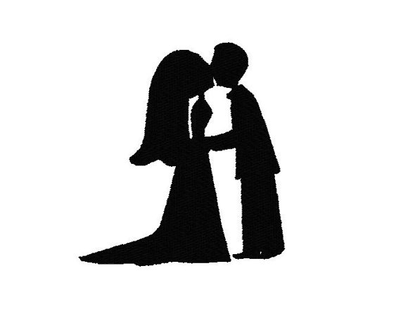 570x459 Kissing Wedding Silhouette Embroidery Design, Wedding Embroidery