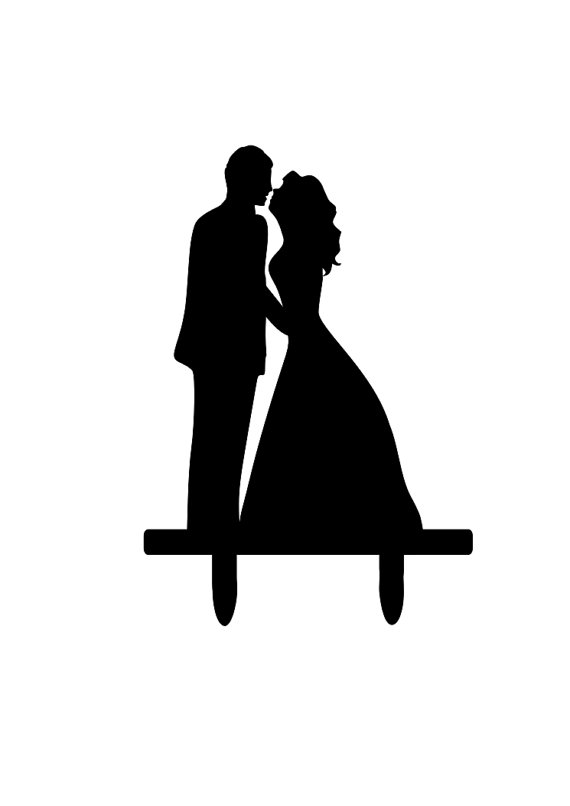 570x806 Bride And Groom Silhouette Cake Topper Bride And Groom Kissing
