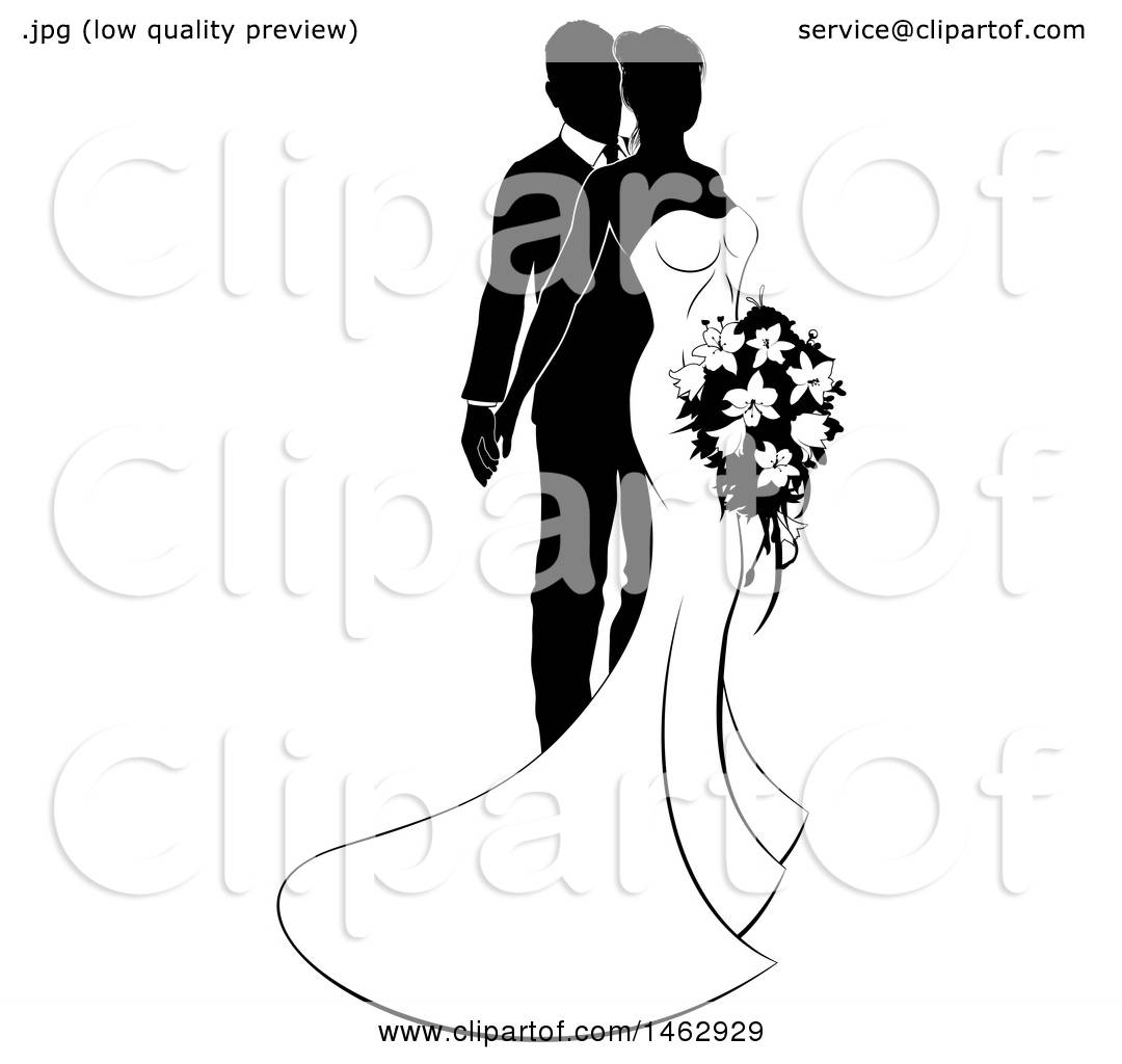 1080x1024 Clipart Of A Black White Silhouetted Posing Wedding Bride