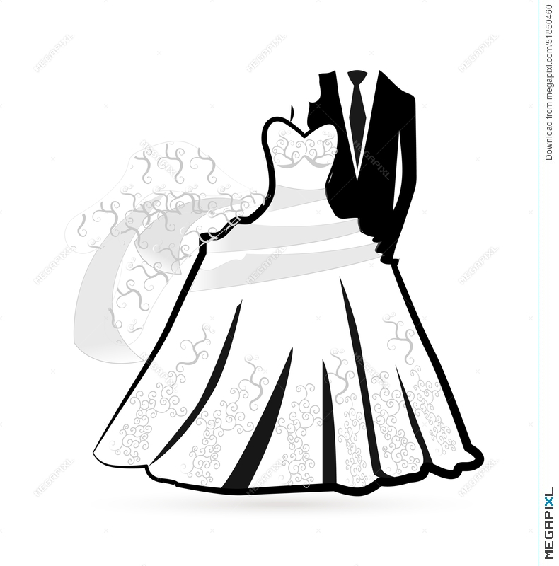 790x800 Wedding Dress Bride And Groom Logo Illustration 51850460