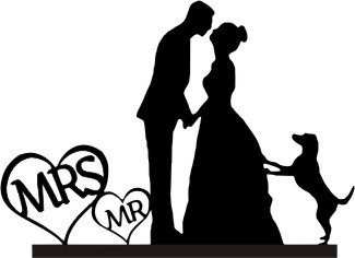 325x236 Custom Glitter Cardstock Wedding Cake Topper With A Dog Silhouette