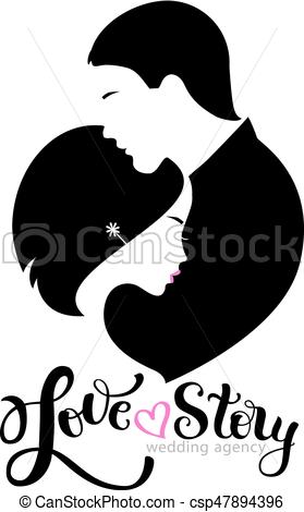 279x470 Wedding Logo With Silhouettes Bride And Groom. Wedding Eps
